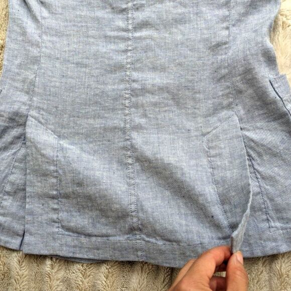 THEORY "Minou T" Linen Blend Baby Blue Three Button Blazer with Pockets, Size 0 - Picture 9 of 10